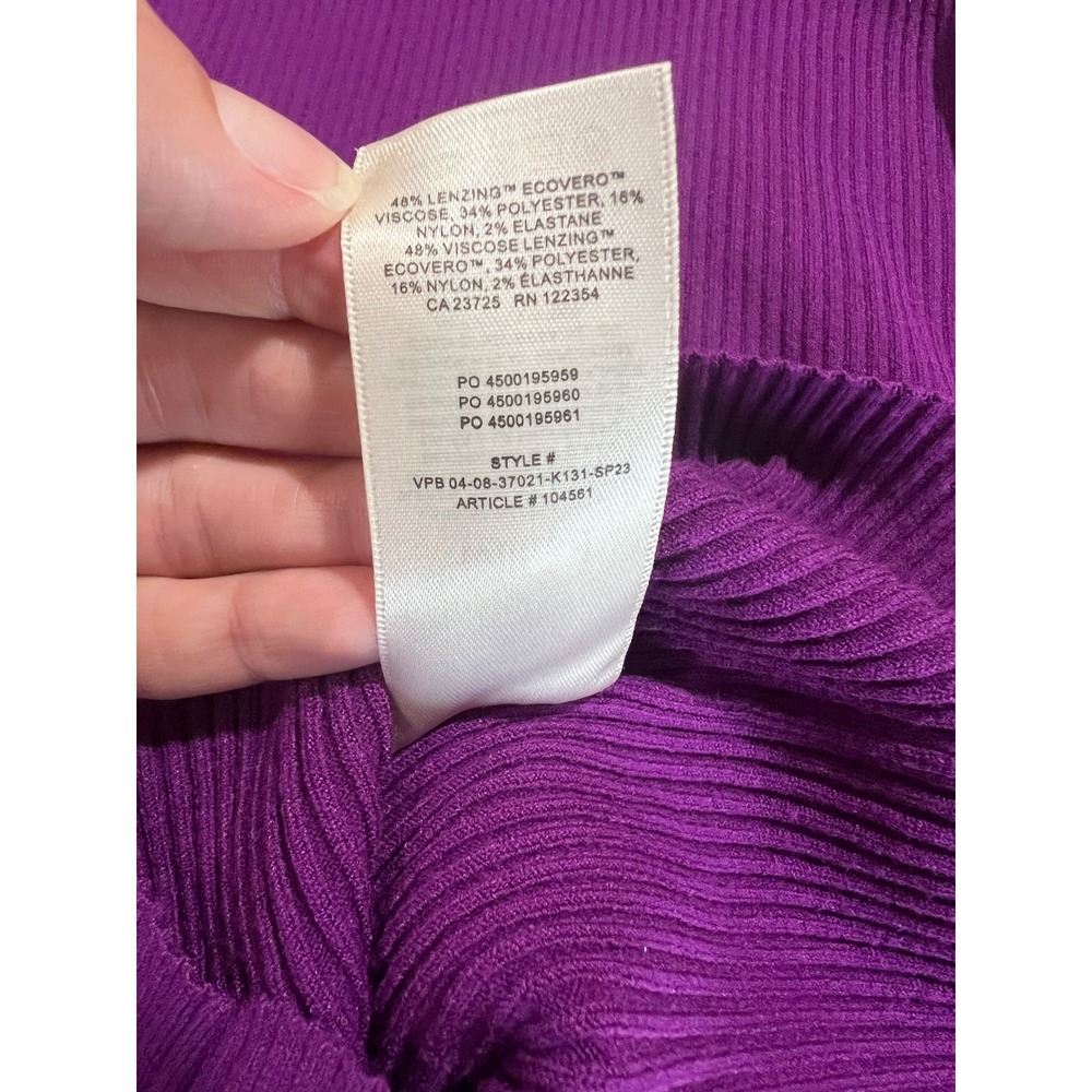 Wilfred Aritzia Purple Cutout Ribbed Knit Bodycon Mini Dress Womens Medium party - Picture 4 of 7